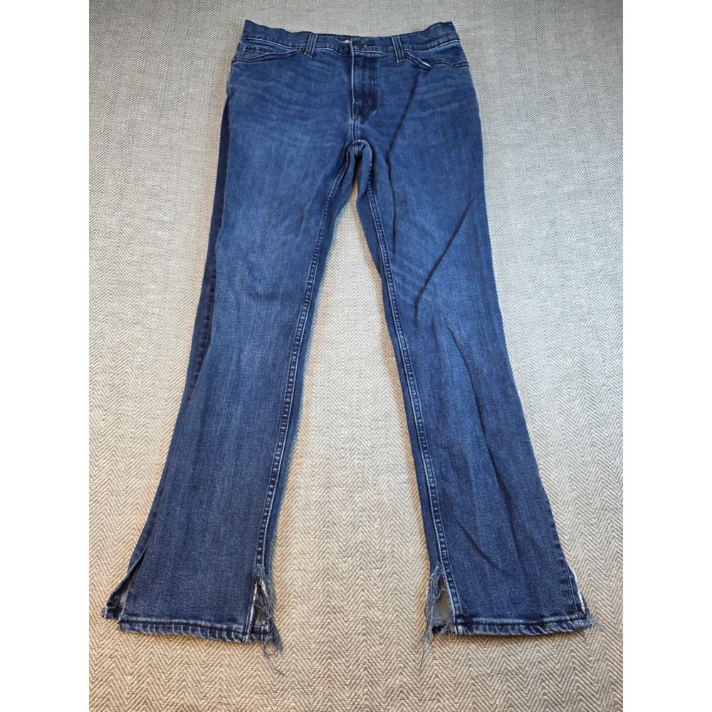 Goodfellow & Co Mens Slim Fit Distressed Hem Blue Jeans 32x30 Stretch Denim